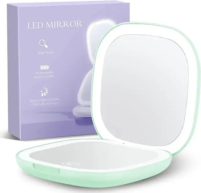 Illuminated Dimmable Travel Mirror