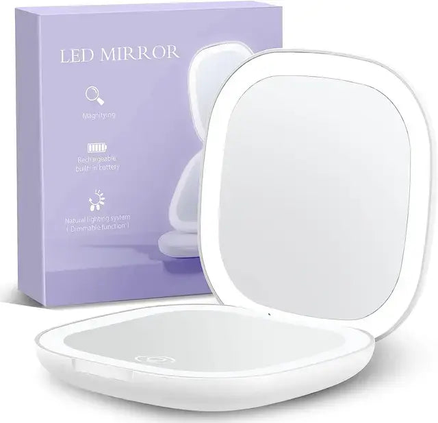 Illuminated Dimmable Travel Mirror