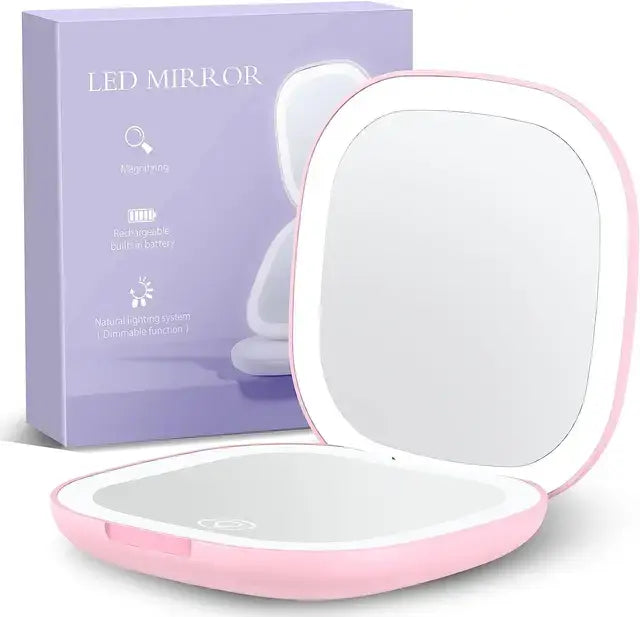 Illuminated Dimmable Travel Mirror