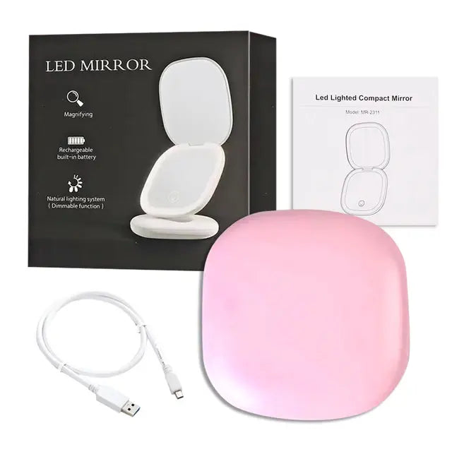 Illuminated Dimmable Travel Mirror