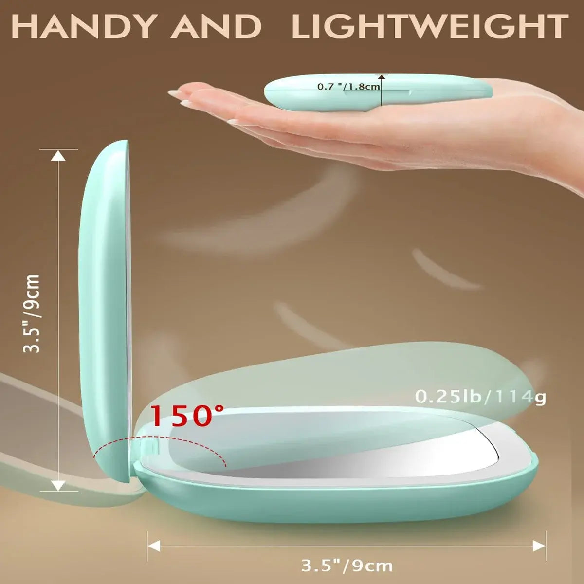 Illuminated Dimmable Travel Mirror