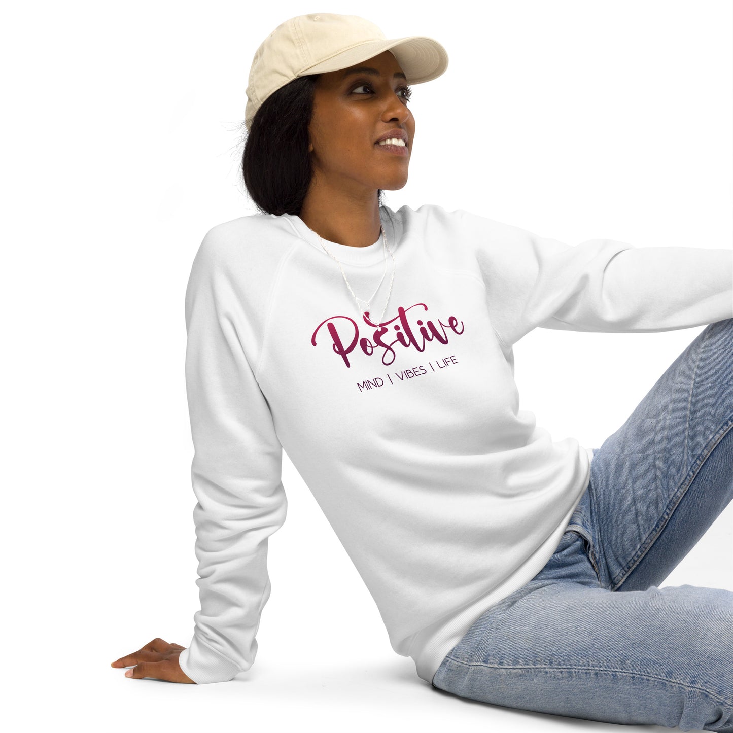 Women's organic raglan sweatshirt - Positive Vibes
